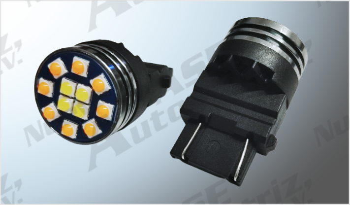FOCO 3157 "PROJECK" DUAL 8 LEDS AMBAR + 4 LEDS CLAROS FIJO Y 12-24 Volts CHINA /50