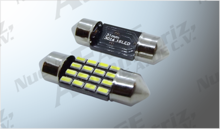 FOCO LUZ INTERIOR "PROJECK" 16 HIPERLEDS (3014) CLAROS 31mm CANBUS 12-24 Volts CHINA /100