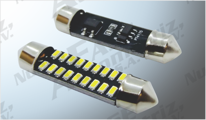 FOCO LUZ INTERIOR "PROJECK" 18 HIPERLEDS (3014) CLAROS 41 mm CANBUS 12-24 Volts CHINA /100