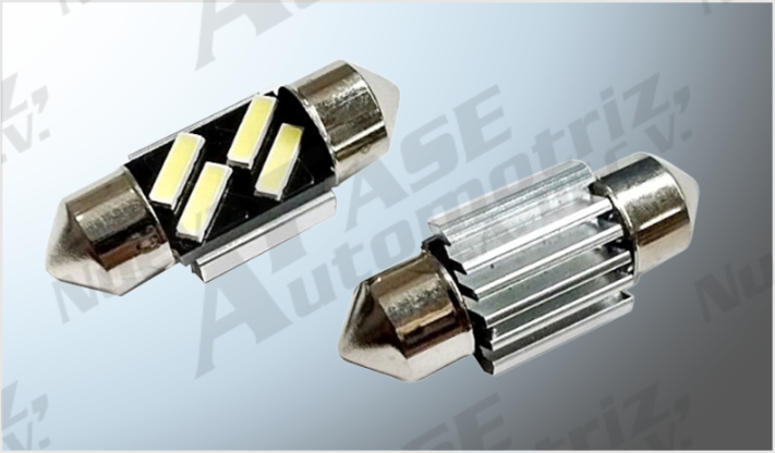 FOCO LUZ INTERIOR "PROJECK" 4 LEDS (7020) CLAROS 31 mm CANBUS SUPER BRILLANTE C/DISIPADOR CALOR /100
