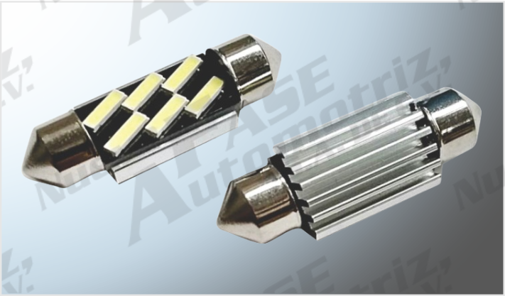 FOCO LUZ INTERIOR "PROJECK" 6 LEDS (7020) CLAROS 36 mm CANBUS SUPER BRILLANTE C/DISIPADOR CALOR /100