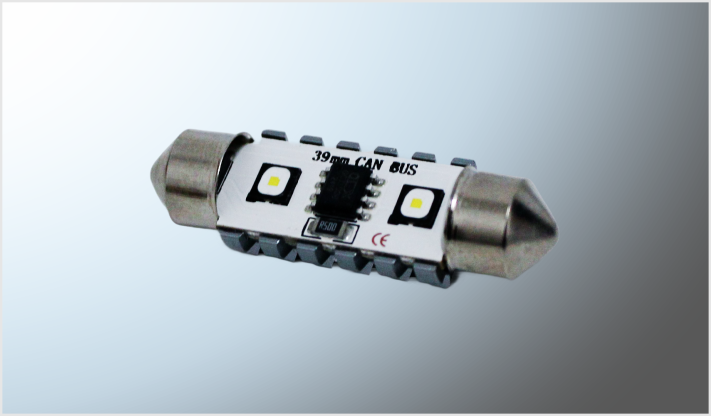 FOCO LUZ INTERIOR "PROJECK" 2 HIPERLEDS (3838) CLAROS 39mm SIN POLARIDAD CANBUS 12-24 Volts CHINA /100