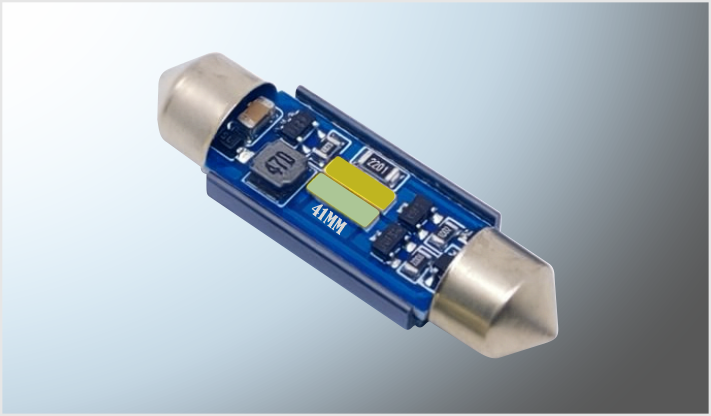 FOCO LUZ INTERIOR "PROJECK" 2 LEDS SMD 41 mm SUPER BRILLANTE 12-24 VoltsC/DISIPADOR CALOR CANBUS /100
