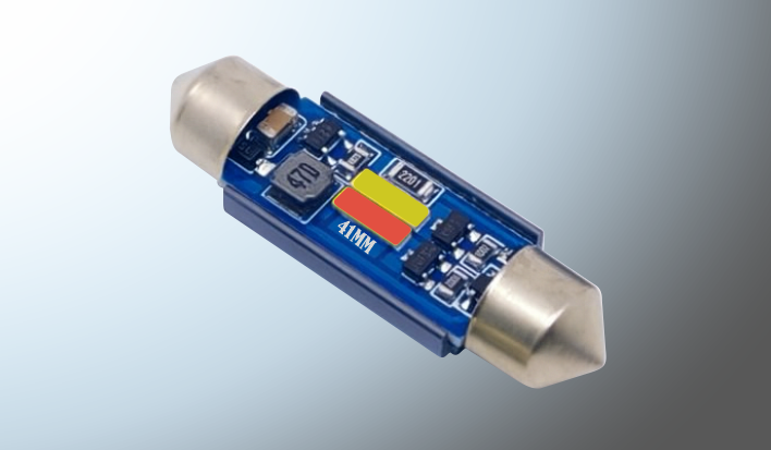 FOCO LUZ INTERIOR "PROJECK" 2 LEDS SMD 41 mm SUPER BRILLANTE 12-24 Volts C/DISIPADOR CALOR CANBUS /100