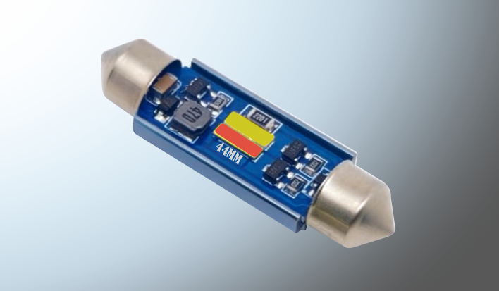 FOCO LUZ INTERIOR "PROJECK" 2 LEDS SMD 44 mm SUPER BRILLANTE 12-24 Volts C/DISIPADOR CALOR CANBUS /100