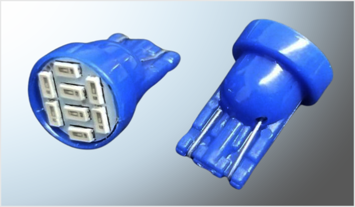FOCO 158 8 HIPERLEDS (3020) "PROJECK" AZULES PLANO 12 Volts BLISTER CHINA /100