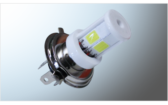 FOCO P/MOTO H-4 4 COBS ALTA CLARO-AMBAR Y BAJA CLARO 24 Watts ALUMINIO 6000K 2400Lm 8- 80V CHNA/10