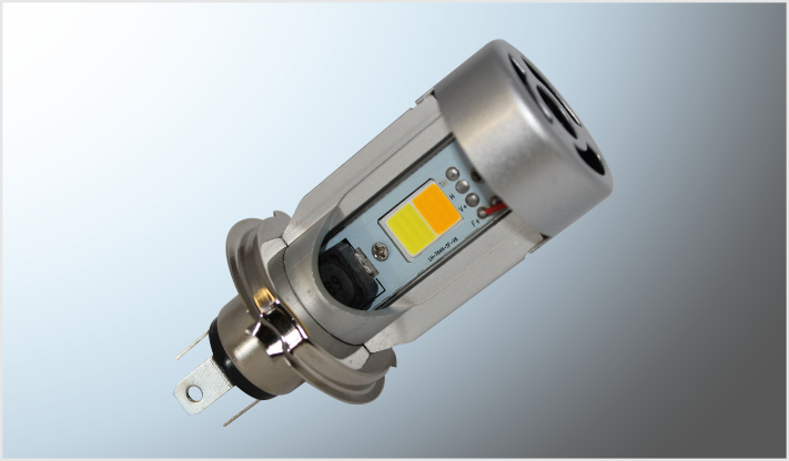FOCO P/MOTO H-4 2 COBS ALTA CLARO Y BAJA AMBAR 24 Watts ALUMINIO 6000K 2500Lm 8-80V C/VENTILADOR /10