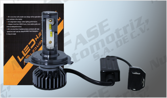 SISTEMA FOCOS BI-LED H-4 CLARO 12 CHIPS C/BALASTRA EXTERNA CANBUS 10000 K 12 Volts Watts /50