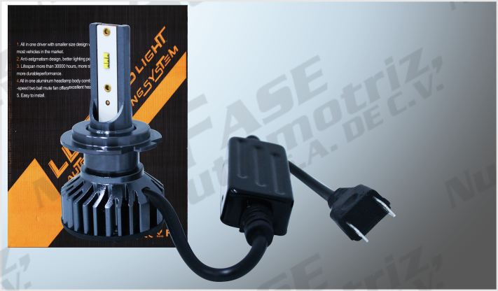 FOCOS LED "CPS" H-7 CLARO 6 CHIPS C/BALASTRA EXTERNA CANBUS 10000 K 12 Volts Watts /50