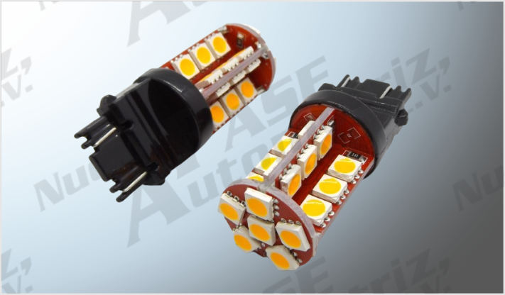 FOCO 3157 "PROJECK" TIPO MAZORCA 30 LEDS AMBAR (5050) CANBUS C/ESTROBO CHINA /50