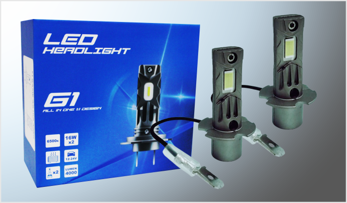 SISTEMA FOCOS LED "G1" H-3 CLARO COBRE REFORZADO 12-24Volts 32Watts 4000Lm 6500K ALUMINIO CHINA/50