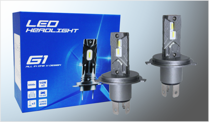SISTEMA FOCOS LED "G1" H-4 CLARO COBRE REFORZADO 12-24Volts 32Watts 4000Lm 6500K ALUMINIO CHINA/50