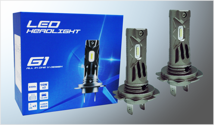 SISTEMA FOCOS LED "G1" H-7 CLARO COBRE REFORZADO 12-24Volts 32Watts 4000Lm 6500K ALUMINIO CHINA/50