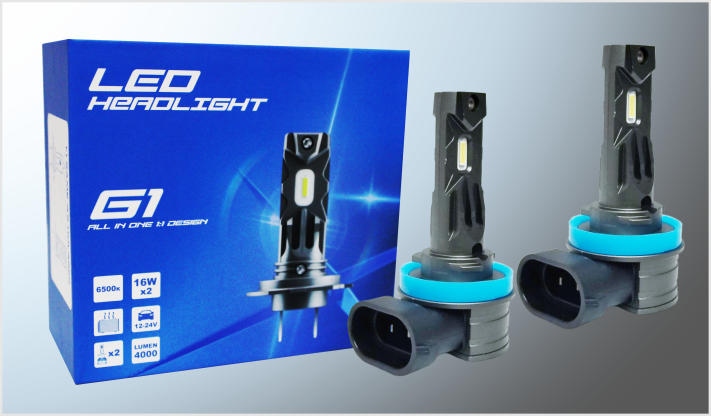 SISTEMA FOCOS LED "G1" H-8 y H-11 CLARO COBRE REFORZADO 12-24Volts 32Watts 4000Lm 6500K ALUMINIO CHINA/50