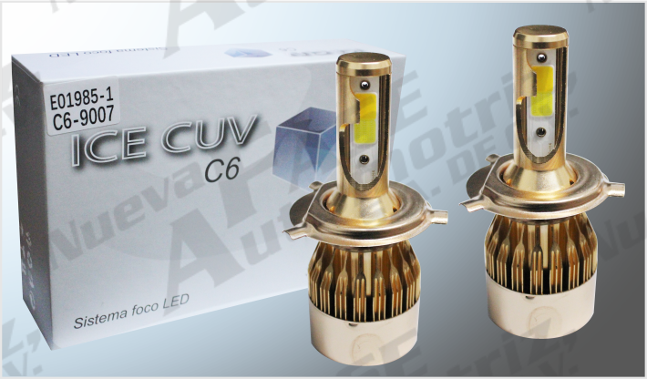 FOCOS COB (4) H- 4 "C6" DUAL COLOR 2 CLAROS 33 Watts 4000 LUMENS 12-24 Volts CHI 50