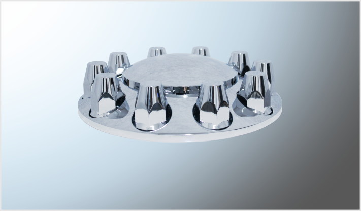BOMBIN PLASTICO CROMADO DELANTERO RIN DE CAMION CON CUBRETUERCAS CHINA/5