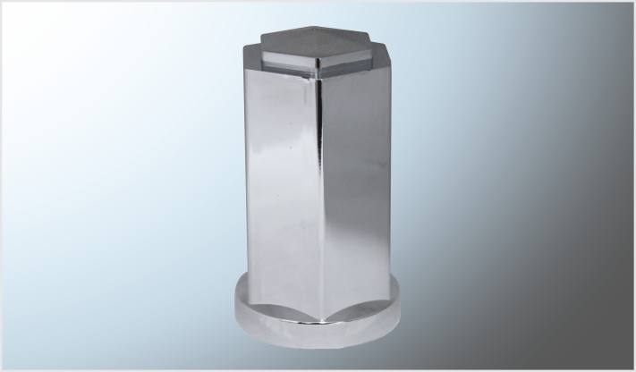 CUBRETUERCA PLASTICO CROMADA 2" ANCHO x 4" ALTO HEXAGONAL Y FALDON CHINA /250