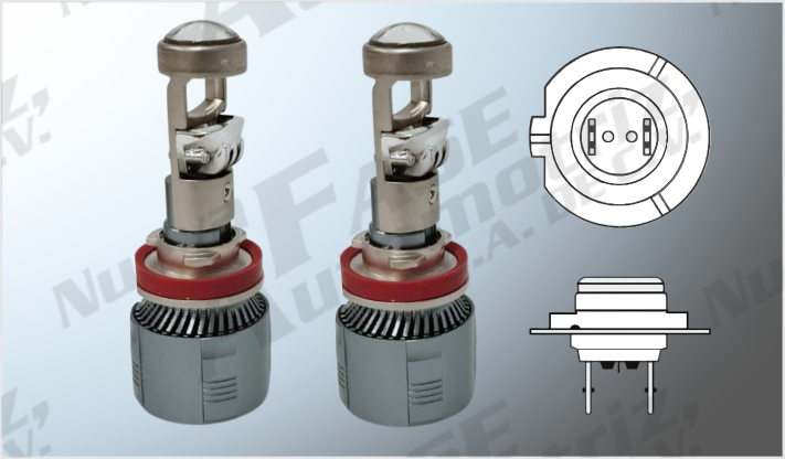 FOCOS LED "RTD" H-7 CLARO C/LUPA 12-24 33 Watts 3470 Lm 6500 C/VENTILADOR CHINA /50