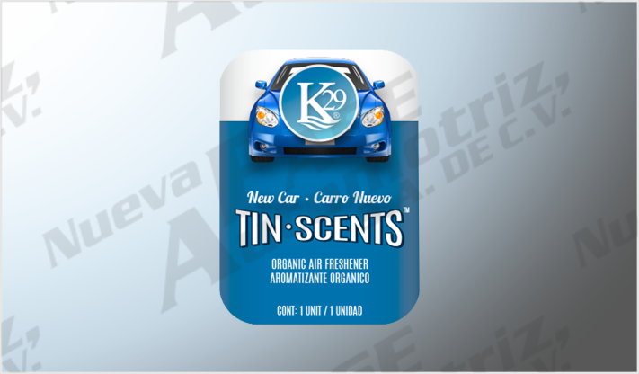AROMATIZANTE "K29" TIN SCENTS INDIVIDUAL CARRO NUEVO /48