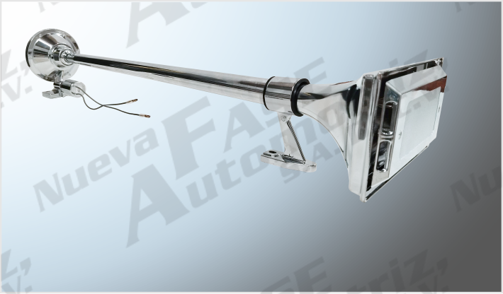 CORNETA DE AIRE METAL P/CAMION CROMADA C/SORDINA 74 cms 12-24 Volts CHINA/6