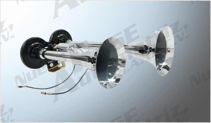 CORNETA DE AIRE DOBLE METAL P/CAMION REDONDA 12-24 Volts CHINA/20