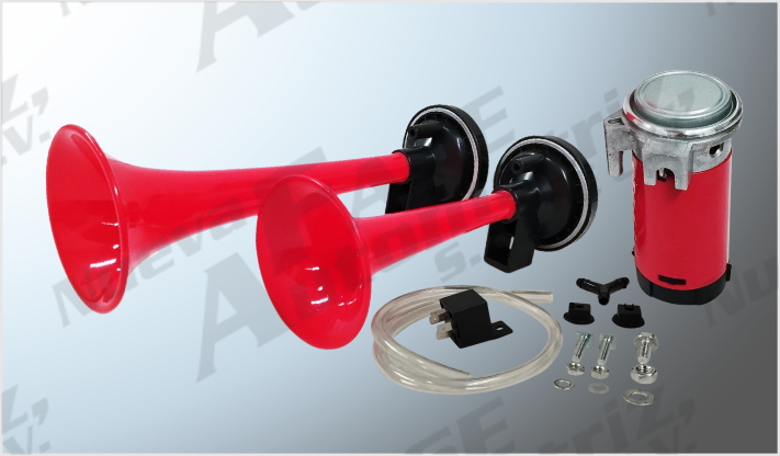 CORNETA DE AIRE DOBLE PLASTICO P/AUTO Y C/COMPRESOR 12 Volts CHINA/