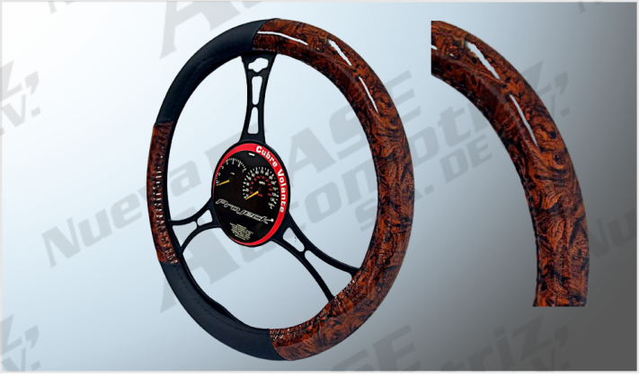 CUBREVOLANTE VINIL PARA AUTO "PROJECK" NEGRO C/MADERA MEDIANO CHINA /25