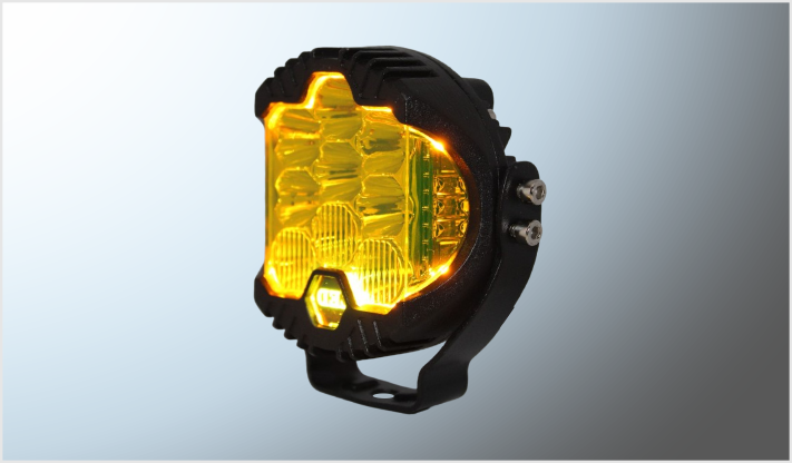 FARO 3" MINI 15 LEDS AMARILLO-AMBAR SEMIREDONDO FIJO- ESTROBO 8-802V 30W 3000Lm METAL CHINA /10