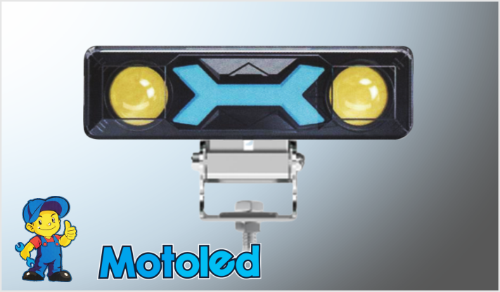BARRA LED MINI 2 LEDS CLAROS C/LUPA Y X AZUL FIJA (14x4x3 cms) 8-80V 20W 2400 Lm CHINA /