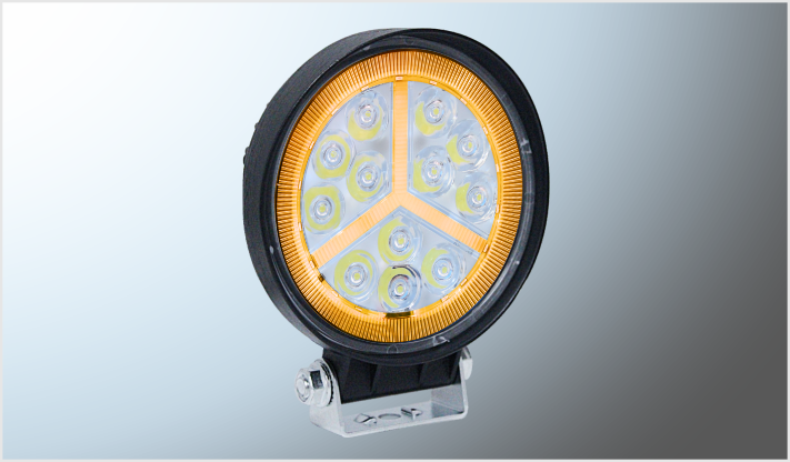FARO 12 LEDS (3030) + 27 LEDS AMBAR 36 Watts REDONDO (11.3x4 cms) FIJO 10-80 Volts 3300- 3400 Lm CHINA /25