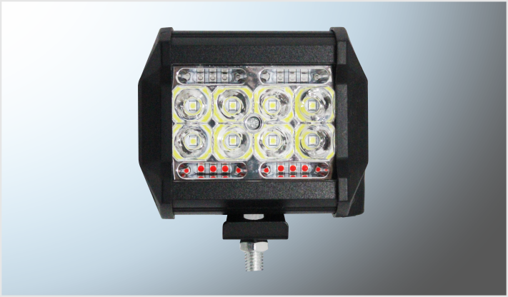 FARO RECYTANGULAR 8 LEDS CLAROS FIJOS + 8 LEDS AZULES Y 8 LEDS C/ESTROBO 12-36V CHINA /50