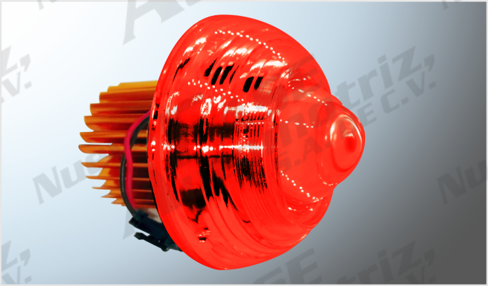 FARO REDONDO COB (9 CMS) ALUM. DORADO CLARO C/ESTROBO Y OJO DE ANGEL ROJO DEMONIO ROJO ALTA-B