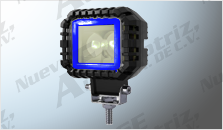 FARO REC. P/MOTO (7x6 cms) CLARO LUZ FIJA C/LUPA OJO DE ANGEL AZUL PLAST. NEGRO 8-80 Volts 25 Watts 2800 Lm /40