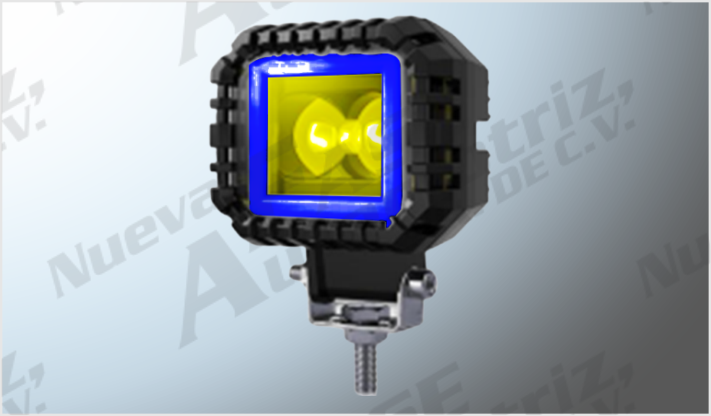FARO RED. P/MOTO (7x6 cms) CLARO-AMBAR FIJA- ESTROBO C/LUPA OJO DE ANGEL AZUL PLAST. NEGRO 8-80 Volts 25 Watts 2800 L /40