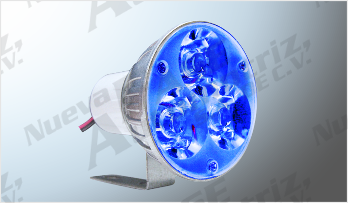 FARO REDONDO 3 LEDS AZULES (4.85 cms) IDEAL MOTO C/ESTROBO ECONOMICO ALUMINIO CHINA /300