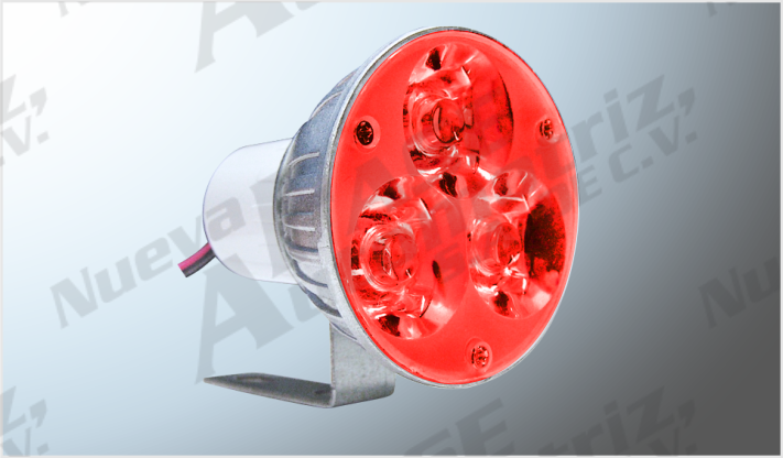 FARO REDONDO 3 LEDS ROJOS (4.85 cms) IDEAL MOTO C/ESTROBO ECONOMICO ALUMINIO CHINA /300
