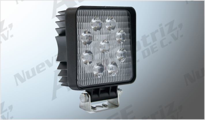 FARO Mr.TRUCK 9 HYPER LEDS 27 Watts CUADRADO (11x11 cms) FIJO Y ESTROBO 10-100 Volts 6000K 2700 Lm REF. CHINA /20