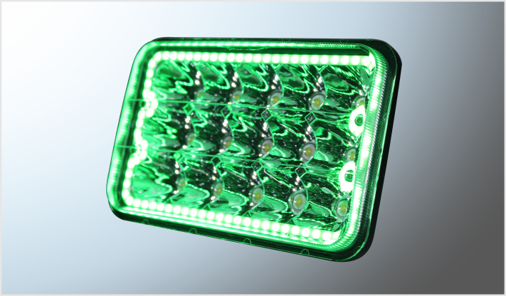 FARO UNIDAD 4656 15 HYPERLEDS 45 Watts 5" 9-32 V CROMADA ALTA-BAJA OJO ANGEL VERDE CHINA /20