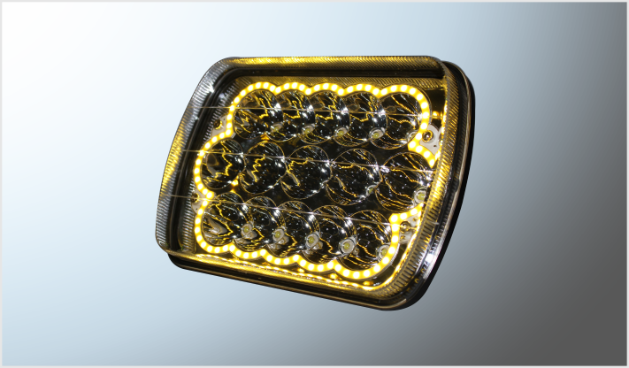 FARO UNIDAD 6054 15 HYPERLEDS 45 Watts 7" 9-32 V CROMADA ALTA-BAJA OJO ANGEL AMBAR CHINA /10