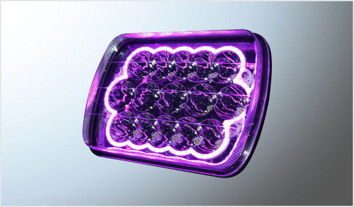 FARO UNIDAD 6054 15 HYPERLEDS 45 Watts 7" 9-32 V CROMADA ALTA-BAJA OJO ANGEL MORADO CHINA /10