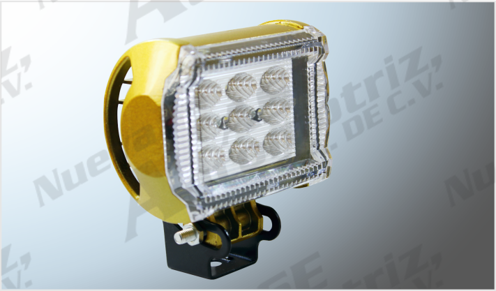 FARO BARRA DORADO 9 HYPERLEDS 18 WATTS 4" (9.9x10.7x7.3cms) CLARO C/ESTROBO OJO ANGEL AZUL/25