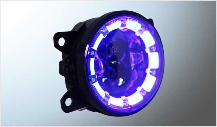 FARO AUX. JEEP Y OTROS LEDS CLAROS 3.5" OJO ANGEL AZUL-AMBAR 40W 4000Lm 8-80V CHINA /12