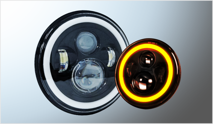 FARO UNIDAD 7" T/JEEP PROJECK LED 3030+CREE 5050 CLARO OJO ANGEL CLARO+AMBAR 27 Watts 3200 Lm 9-32 Volts /20