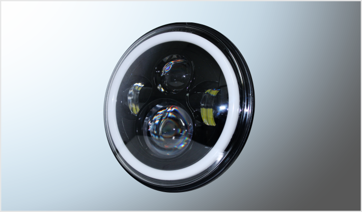 FARO UNIDAD 7" T/JEEP 4 LUPAS CLARO OJO ANGEL CLARO+AMBAR (DRL) 36 Watts 9-32 Volts CHINA/50