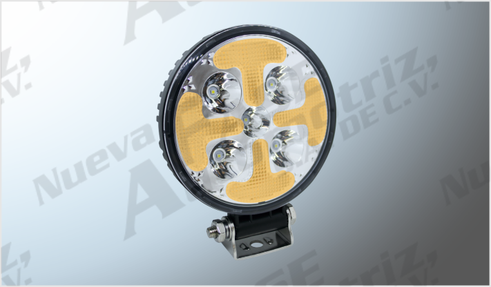 5 LEDS 2835 CLAROS + 20 LEDS 252 AMBAR 25 Watts REDONDO (11.5 cms) 9-32 Volts 6500K /20