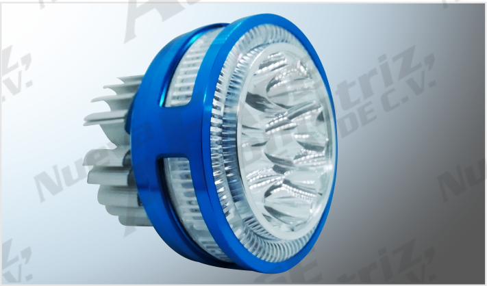 9 HYPERLEDS CLARO (7 cms) 9-36 Volts AZUL OJO DE ANGEL ROJO-AZUL C/ESTROBO CHINA /50