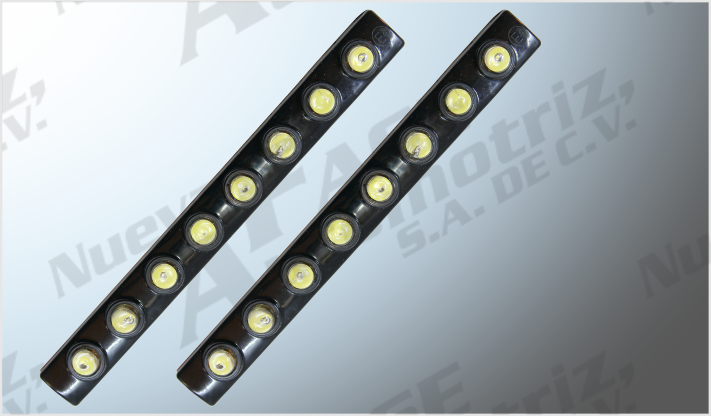 LUZ FLEXIBLE(2) 8 LEDS CLAROS C/LUPA SUPER INTENSOS (17x2 cms) 12 Volts C/ADHESIVO CHINA/100