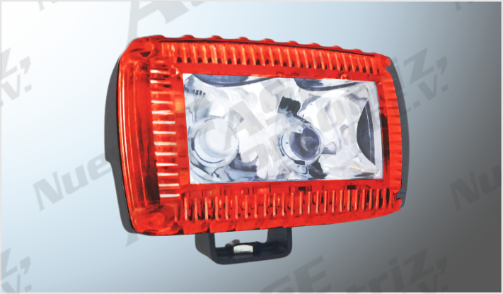 FARO 2 HYPERLEDS 12 RECTANGULAR (6x7 cms) P/MOTO CLARO C/AUMENTO OJO ANGEL ROJO CHINA/100