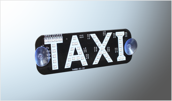 LUZ "TAXI" CON 90 HYPERLEDS VERDES- ROJOS CON SWITCH FIJA C/CHUPONES 12 Volts CHINA /100